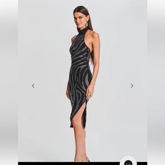 Retrofete Kaisley midi dress black crystal rhinestone knit party bodycon Revolve - Picture 5 of 17